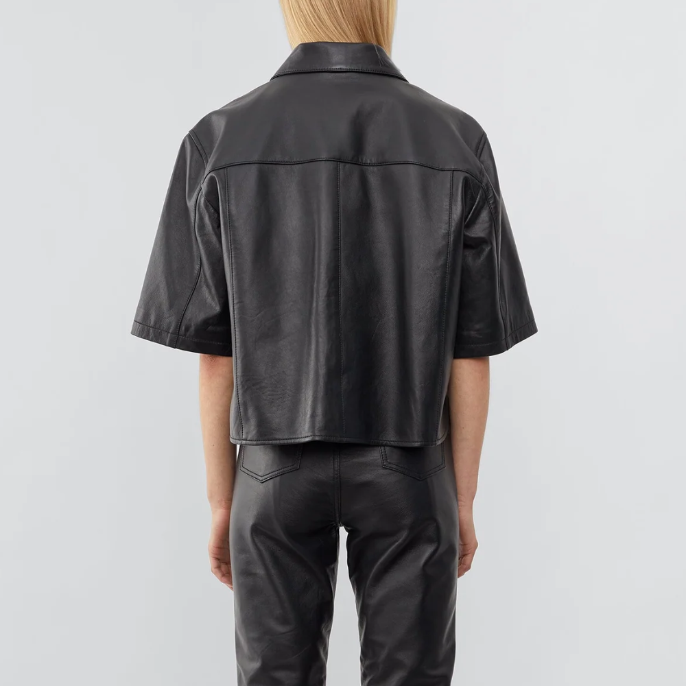 Womens Faux Leather Shirt