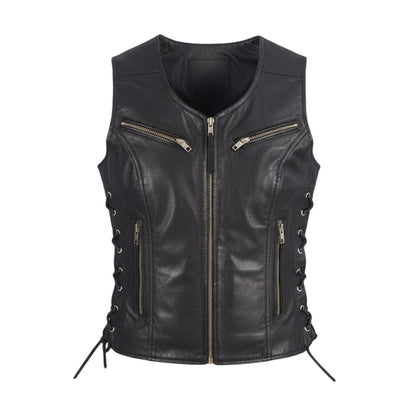 Dámská kožená motocyklová vesta 