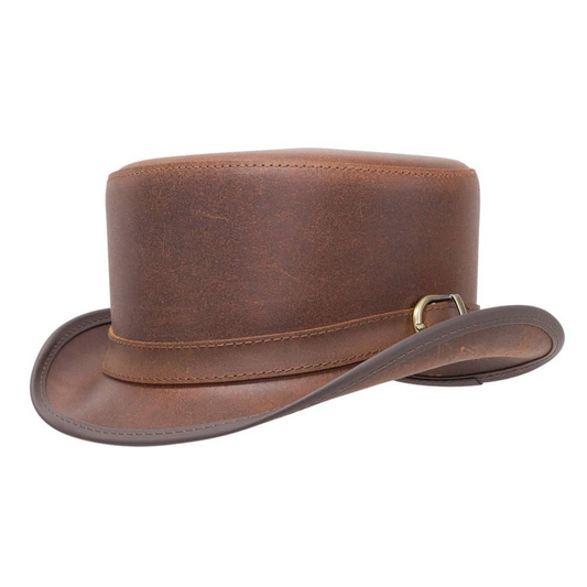 Womens Leather Top Hat with Hat Band