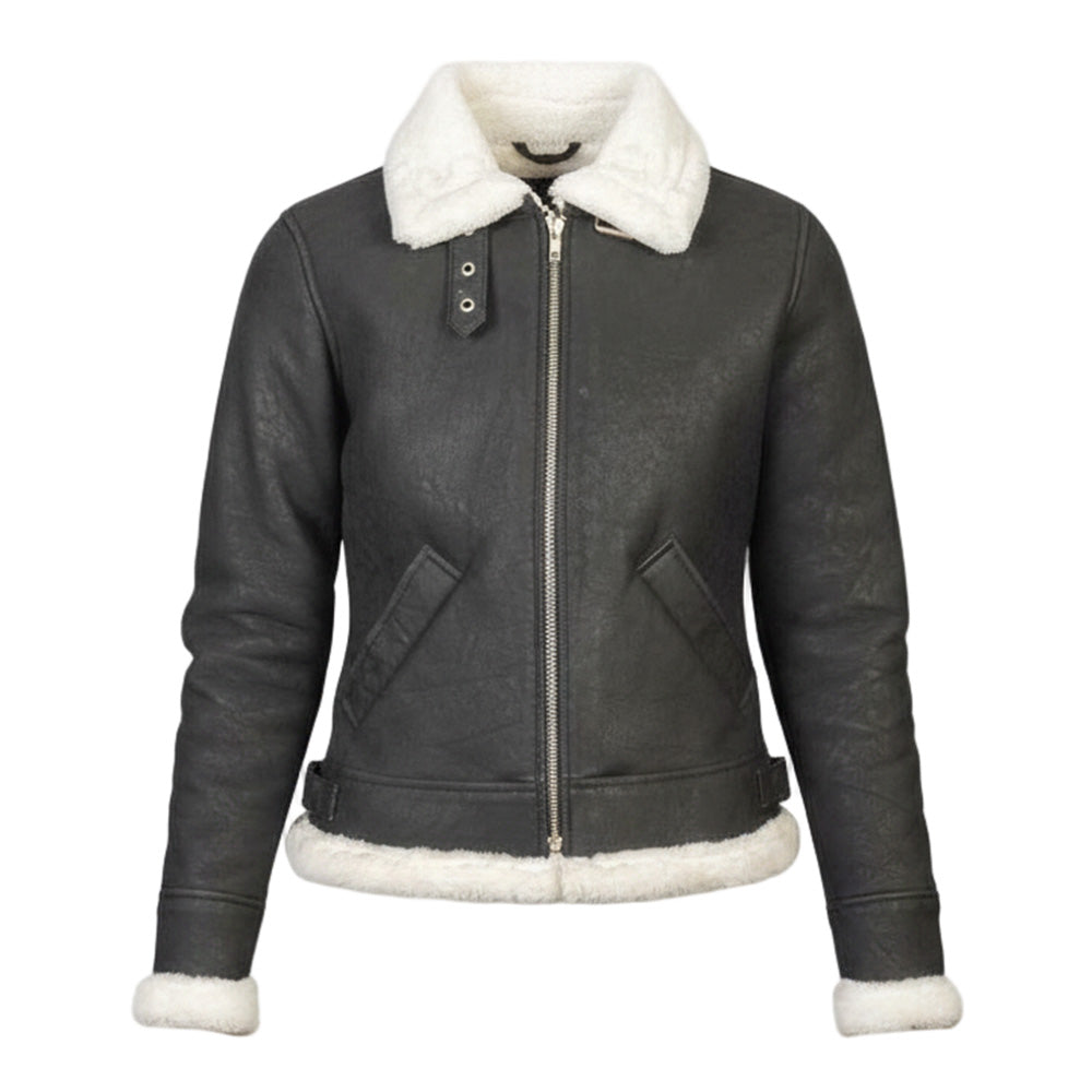 Dámská letecká bunda z ovčí kůže 