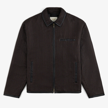 Woven Leather Jacket Black Lambskin Napa Leather