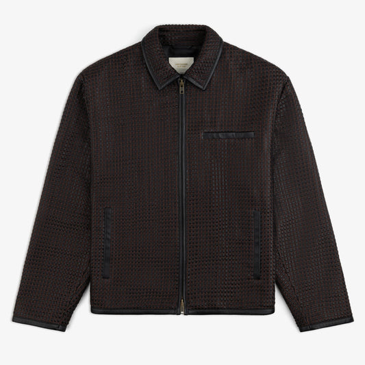 Woven Leather Jacket Black Lambskin Napa Leather