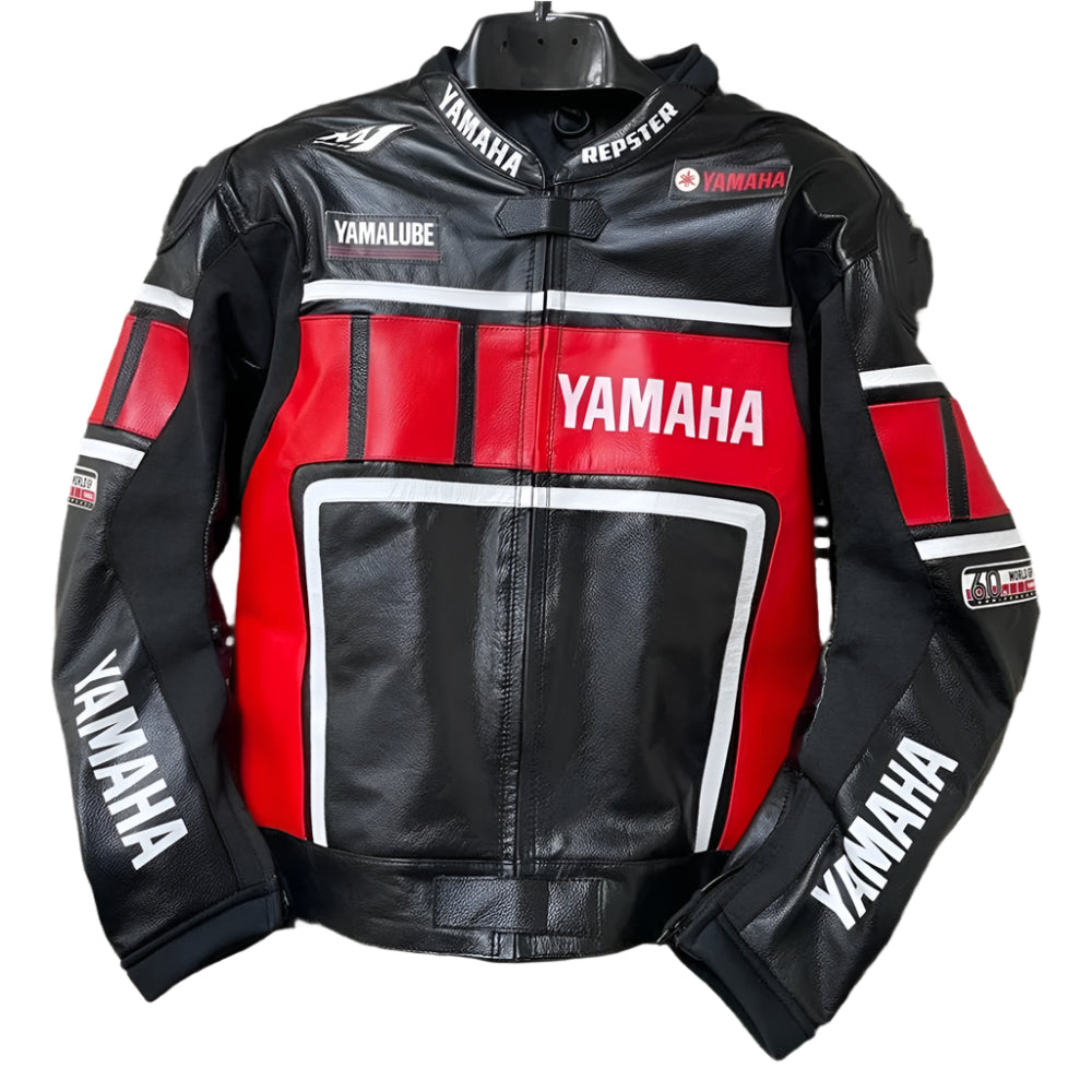 Yamaha Motorbike Racing Leather Jacket-Cowhide Leather And Certified Protectors