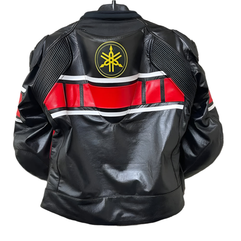 Yamaha Motorbike Racing Leather Jacket-Cowhide Leather And Certified Protectors