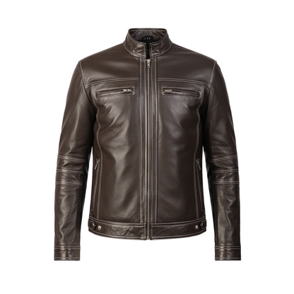 Youngster Brown Leather Biker Jacket - CoreFlexInd