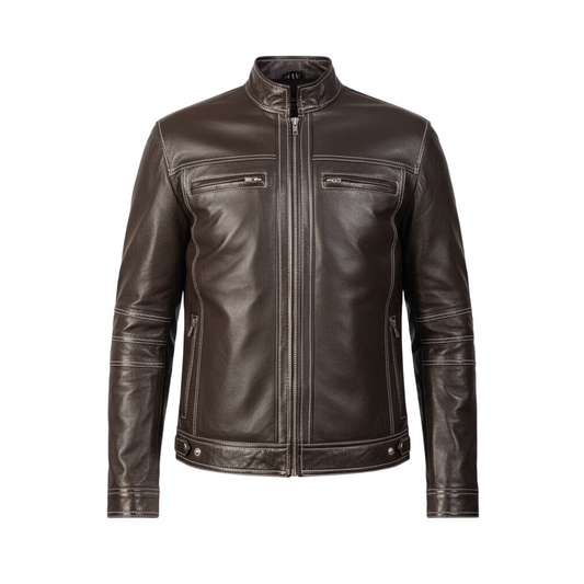 Youngster Brown Leather Biker Jacket - CoreFlexInd