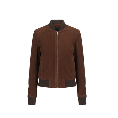 Brown jacket with a zipper on a white background