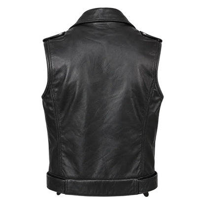 Auden black leather vest for men made from genuine cowhide with five button closure