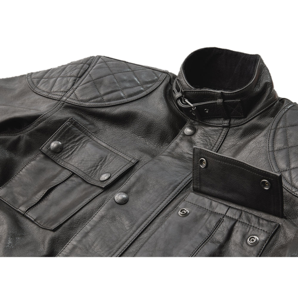 Men's Hand Waxed Leather Brooklands Motorcycle Jacket in Black