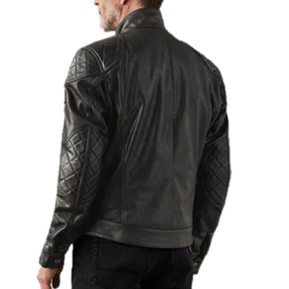 Men's Hand Waxed Leather Brooklands Motorcycle Jacket in Black