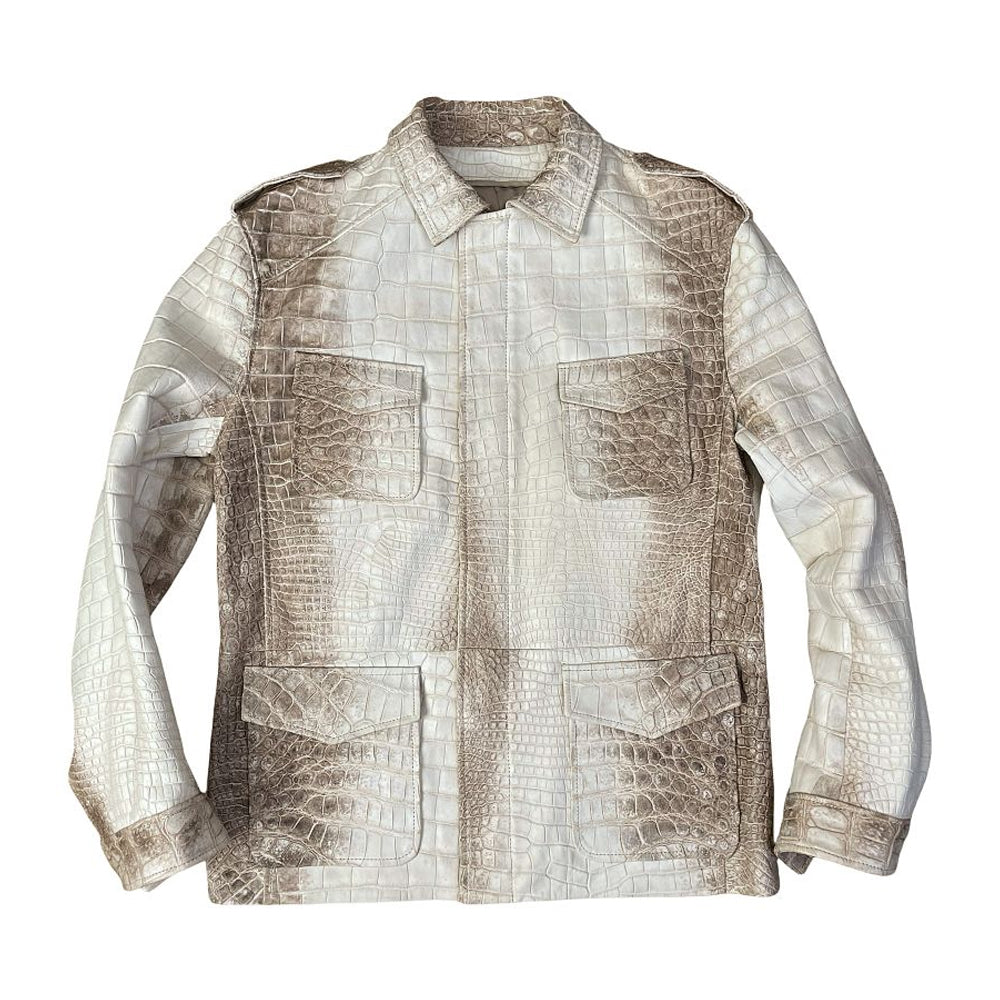 Himalayan crocodile leather casual coat for men front view