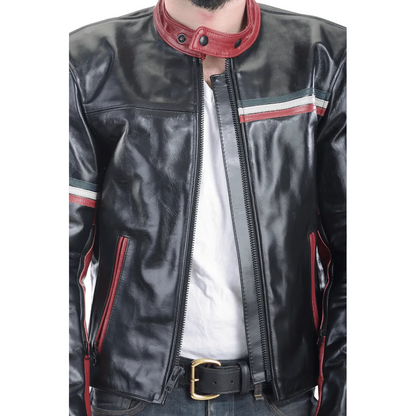Italia Jacket Black Waxon Leather Motorcycle Jacket