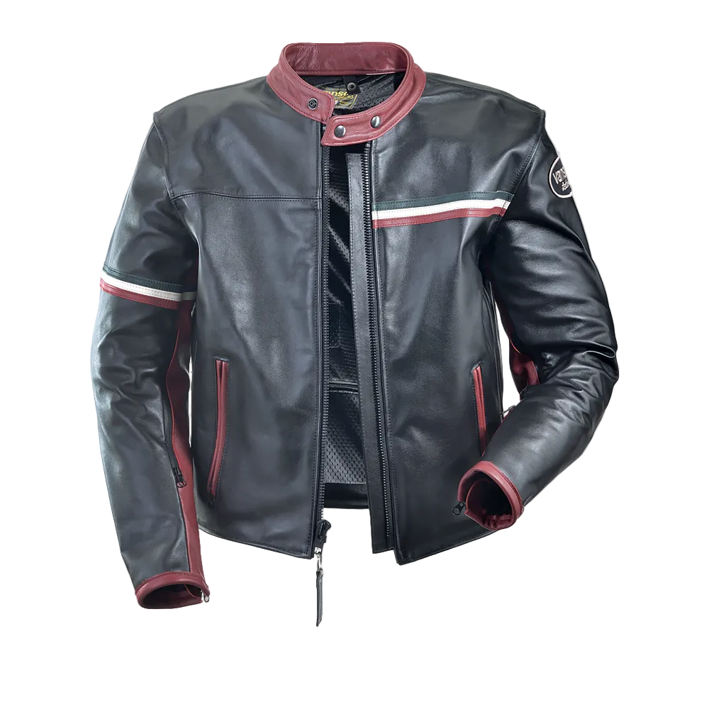 Italia Jacket Black Waxon Leather Motorcycle Jacket