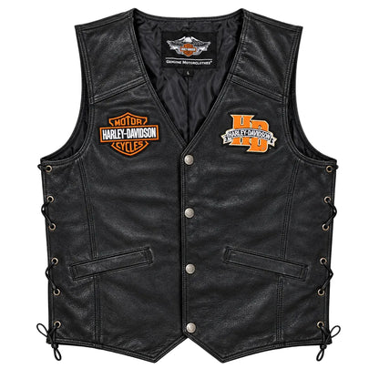 Men's Harley Davidson cafe racer leather vest made from genuine cowhide leather