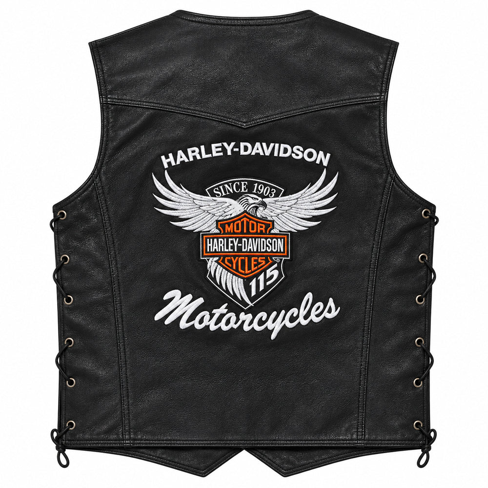 Men's Harley Davidson cafe racer leather vest made from genuine cowhide leather