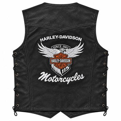 Men's Harley Davidson cafe racer leather vest made from genuine cowhide leather