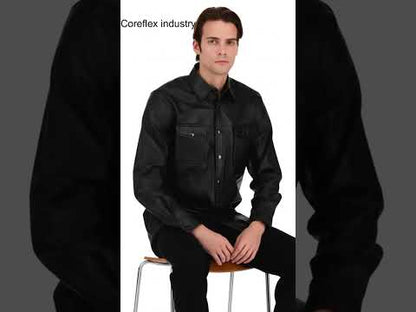 Black Leather Long Sleeve Shirt