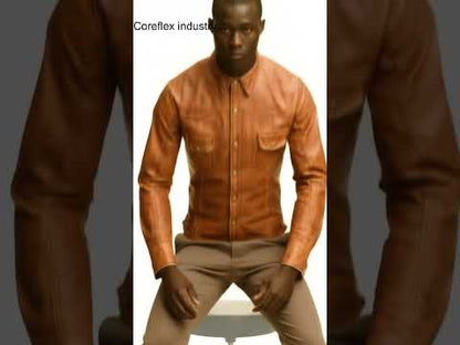 Brown Leather Button Up Shirt