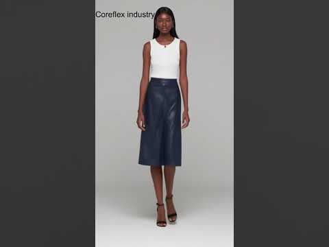 Women Blue Leather Skirt