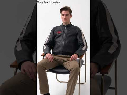 H-D Men's Enduro Striped Leather Riding Jacket, Black