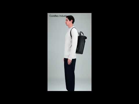 Black Leather Vintage Style Roll Top Backpack