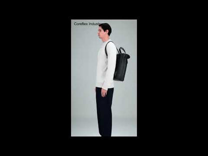 Black Leather Vintage Style Roll Top Backpack