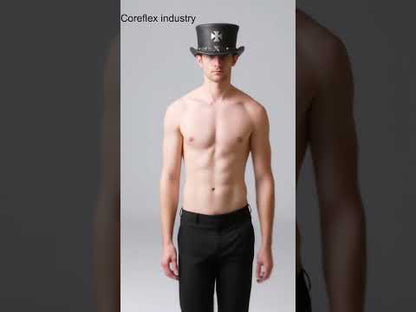 Cappello A Cilindro In Pelle Nera Steampunk Biker - Leather Gears Taglie XS-XXL - Foto 1