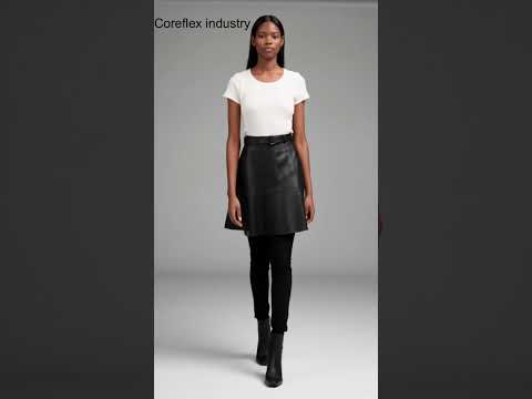Zara Natural Leather Layered Skirt With Belt