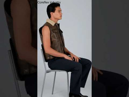 Men's Shearling Wax Classic Leather Vest