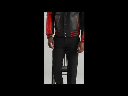 Faux Leather Varsity Jacket