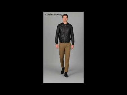 Avan Black Leather Bomber Jacket