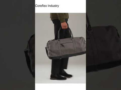 Premium Grey Canvas and Black Gym Leather Duffle Bag