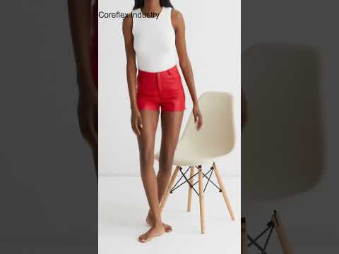 Women Red Leather Short