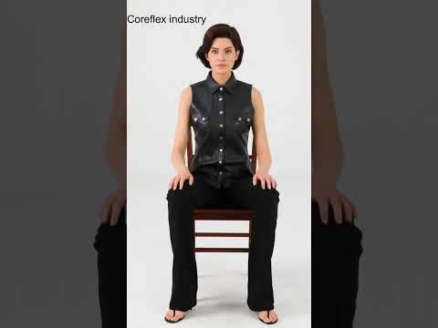 Women's Sleeveless Black Leather Shirt