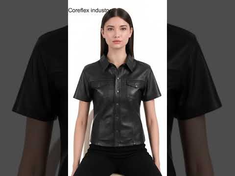 Women's Short Sleeve Leather Shirt