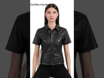 Women's Short Sleeve Leather Shirt