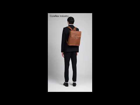Brown Square Leather Backpack For Work