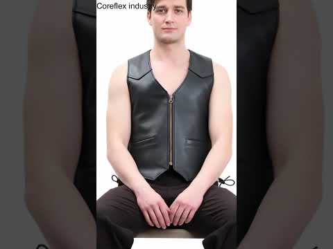 Men's Zip Front Leather Vest Lace
