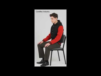 Salerno Baseball Hooded Red and Black Letterman Jacket