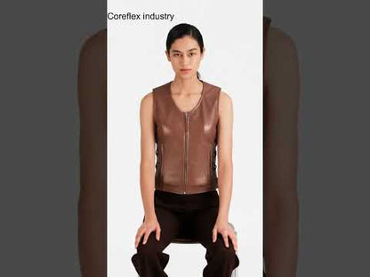 Brown Leather Vest Womens