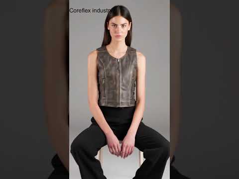 Distressed Brown Leather Biker Vest