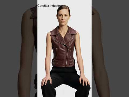 Maroon Leather Biker Vest