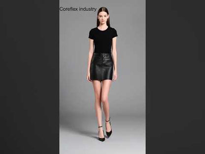 Sculpt Her Five Pocket Natural Leather Skirt