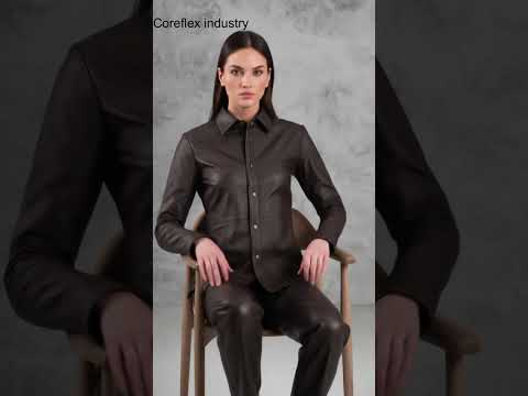 Women's Leather Button Up Shirt