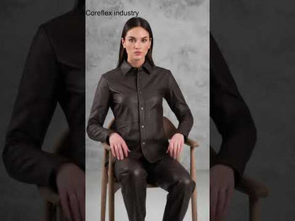 Women's Leather Button Up Shirt