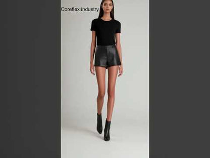 Black Leather Shorts Women's