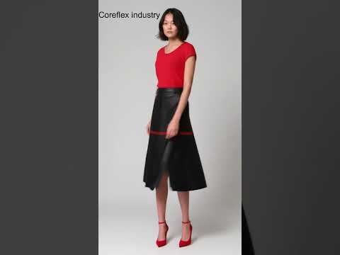 Black Leather Skirt With Red Stripes