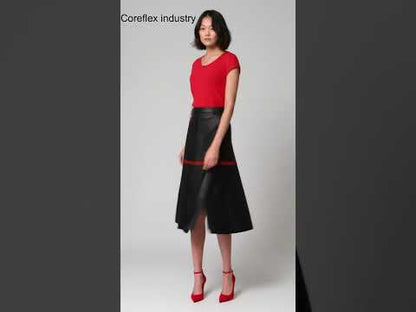 Black Leather Skirt With Red Stripes