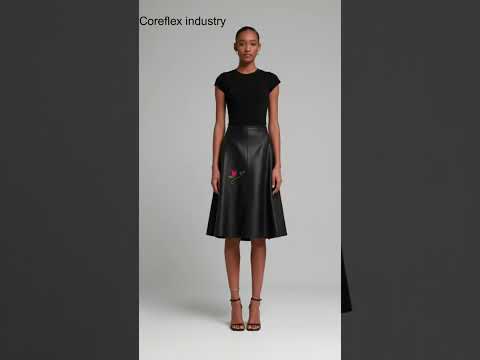 Flower Leather A Line Skirt