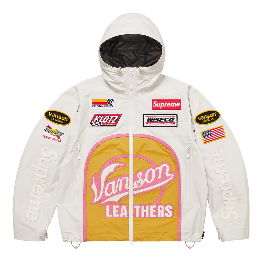 GORE-TEX 3-layer nylon shell jacket with waterproof zip pockets and adjustable hood